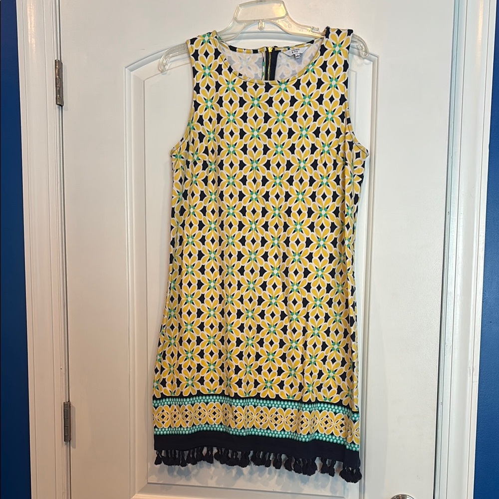 Crown & Ivy Yellow Black Sheath Mini Dress